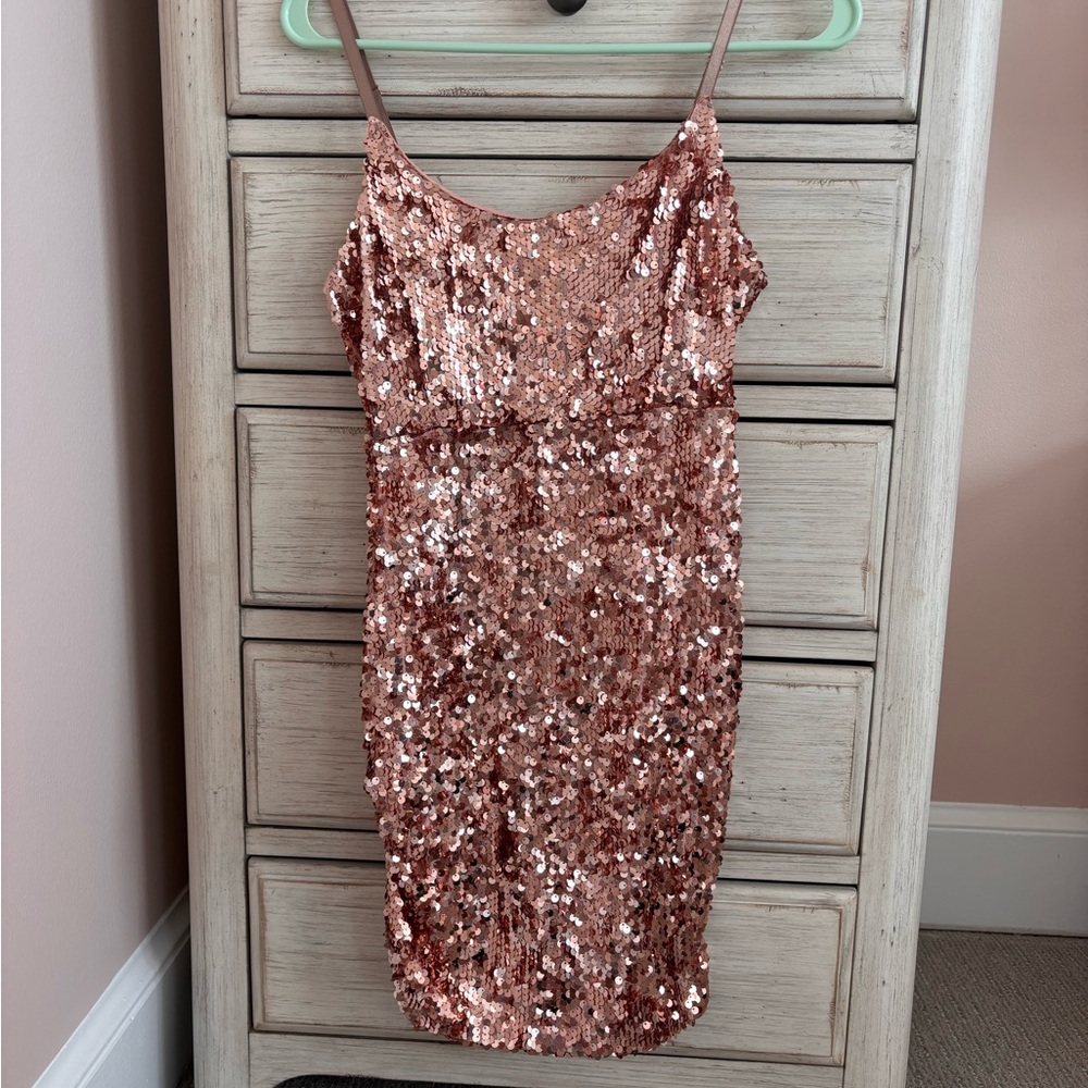 Mind Code Sparkling Copper Mini Dress